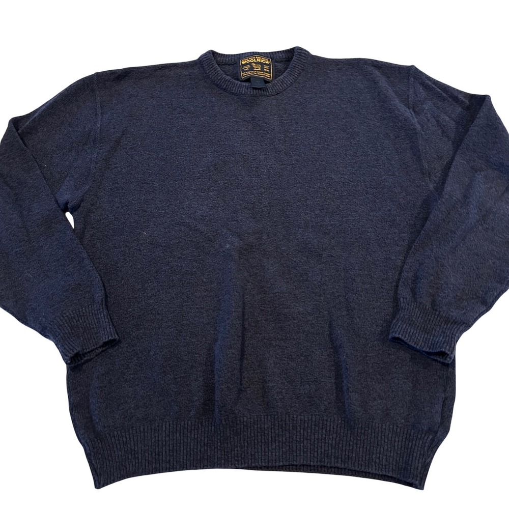 Woolrich Mens Navy Blue Crew Neck Sweater Size L Cotton Blend Made in USA
